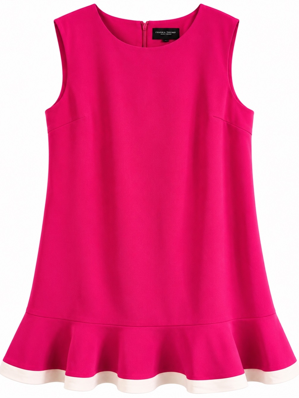 Victoria Beckham for Target Hot Pink Sleeveless Ruffle Hem Dress with White Trim